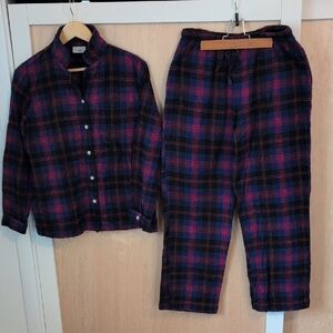 L.L. Bean Plaid Pajama Set - Navy and Magenta